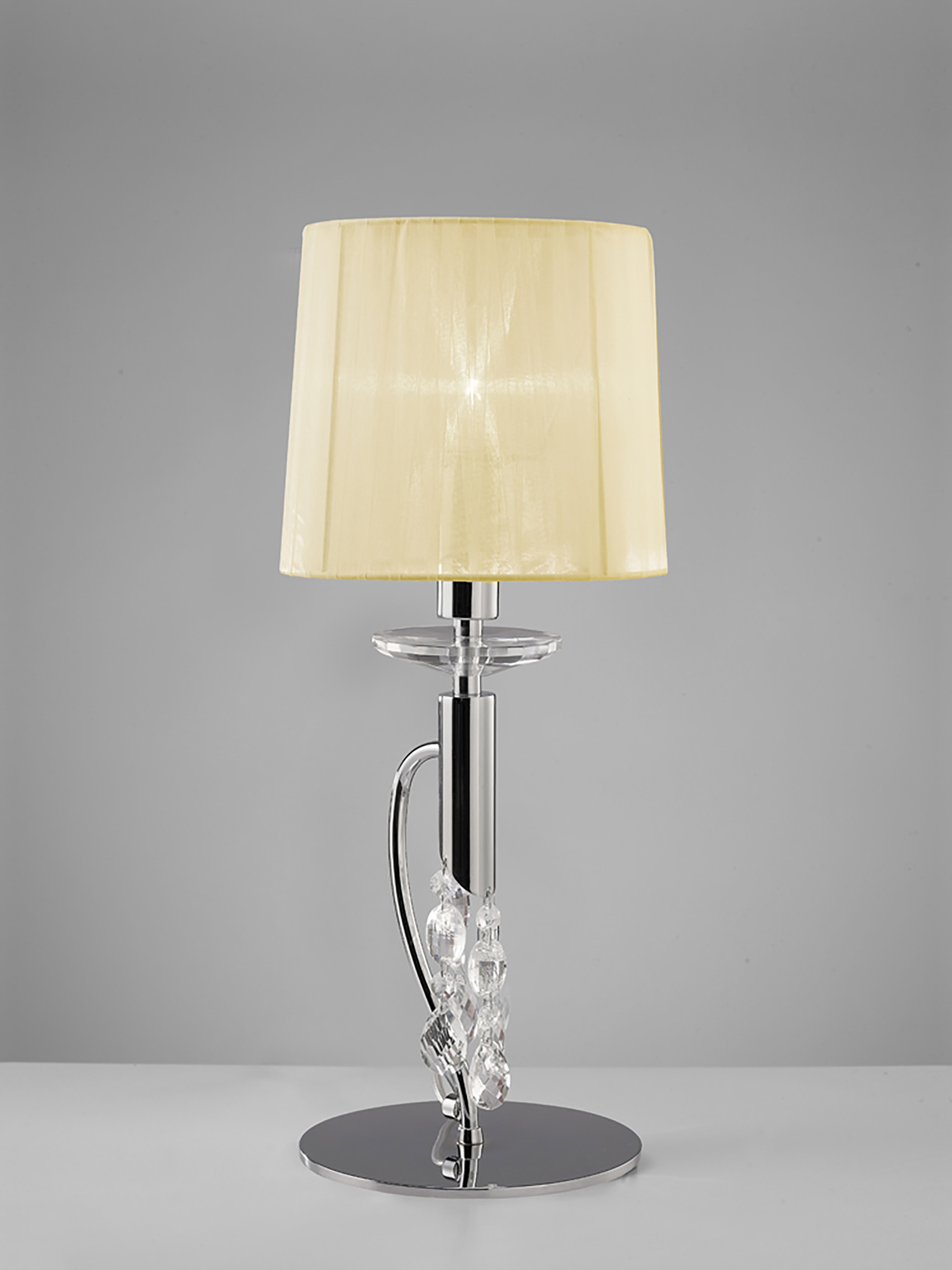 Tiffany Polished Chrome-Cream Crystal Table Lamps Mantra Shaded Table Lamps